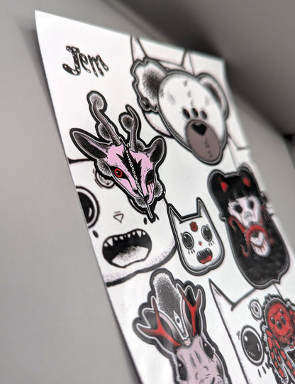 Handmade A6 Sticker Sheet